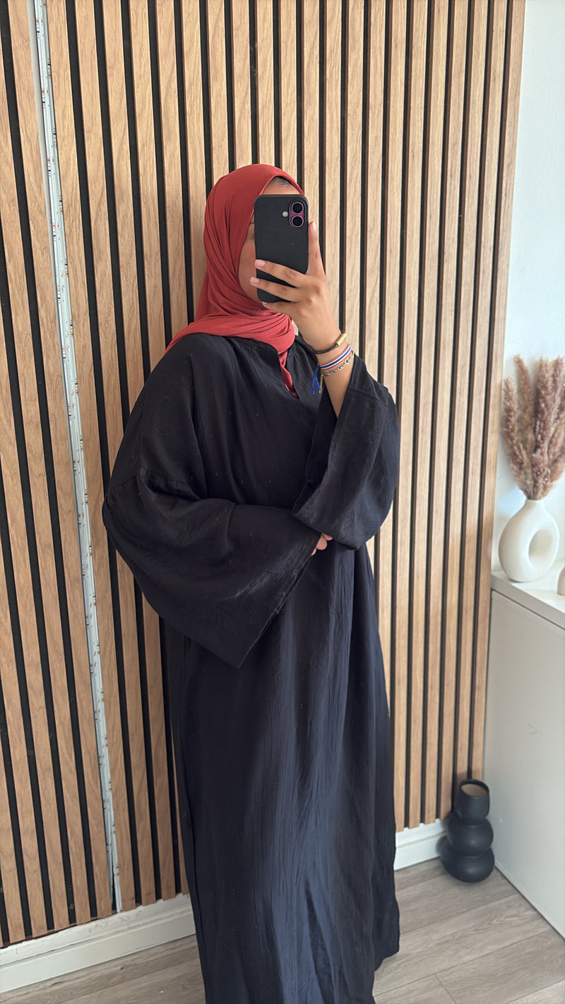ROBE EFFET LIN - NOIR