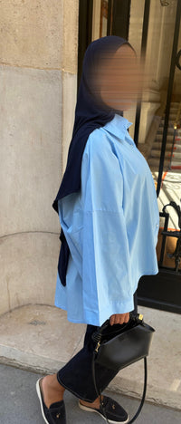 CHEMISE OVERSIZE - BLEU